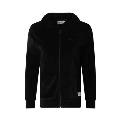 Kiana womens velour zip hoodie, Black, medium