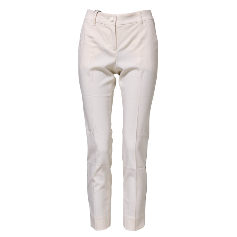White wool tapered high waist pants-null