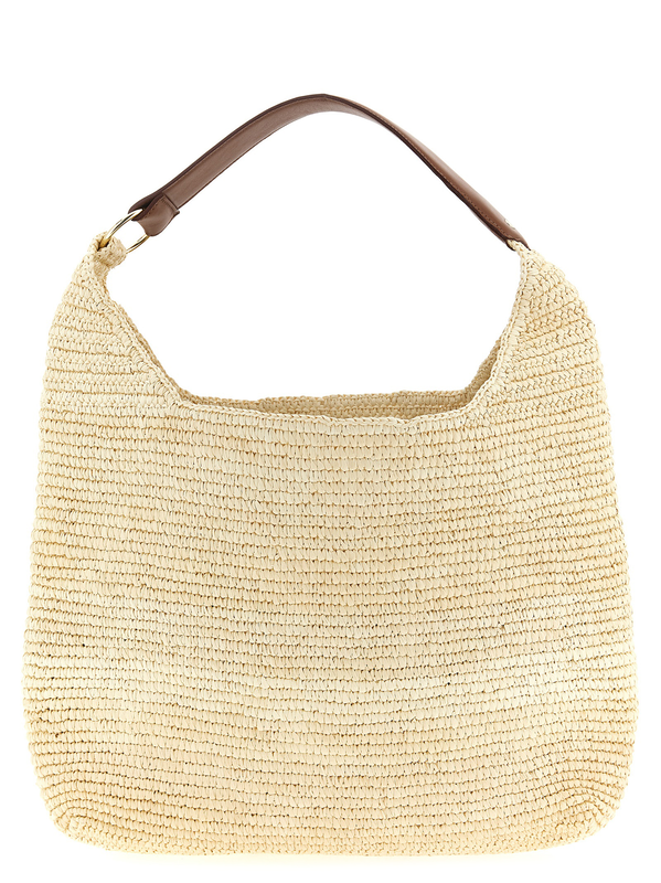 Brown raffia shoulder bag-null