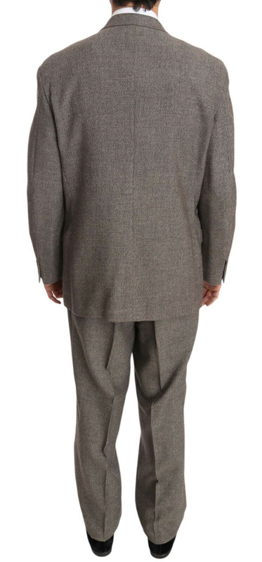 Brown wool regular single  breasted suit-null