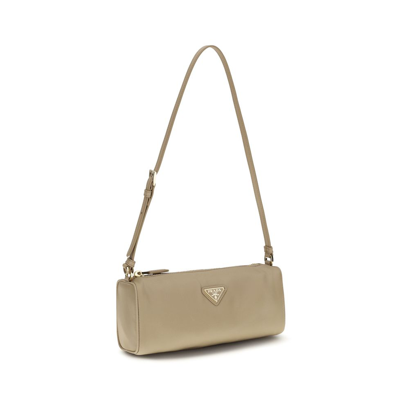 Beige nylon shoulder bag-null