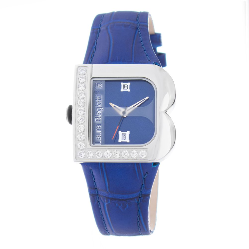 Purple leather dress watch-null