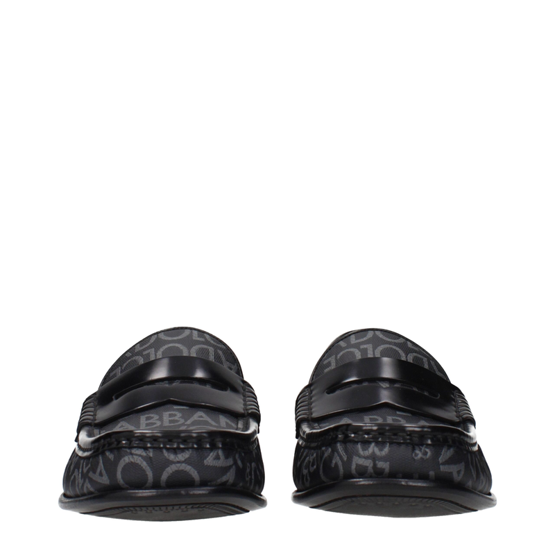 Black fabric slip-on loafers-null