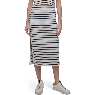 High-rise midi sweater pencil skirt, Ivory / Black, medium