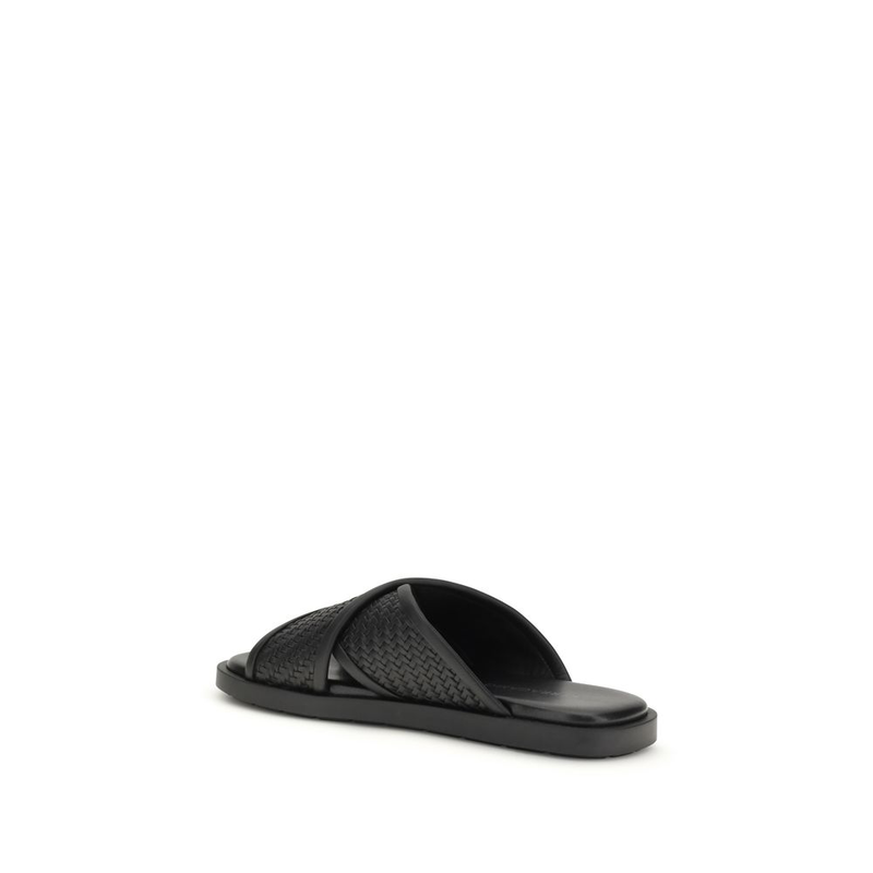 Black calf leather bos taurus flat sandals-null