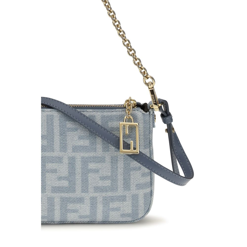 Blue cotton clutch bag-null
