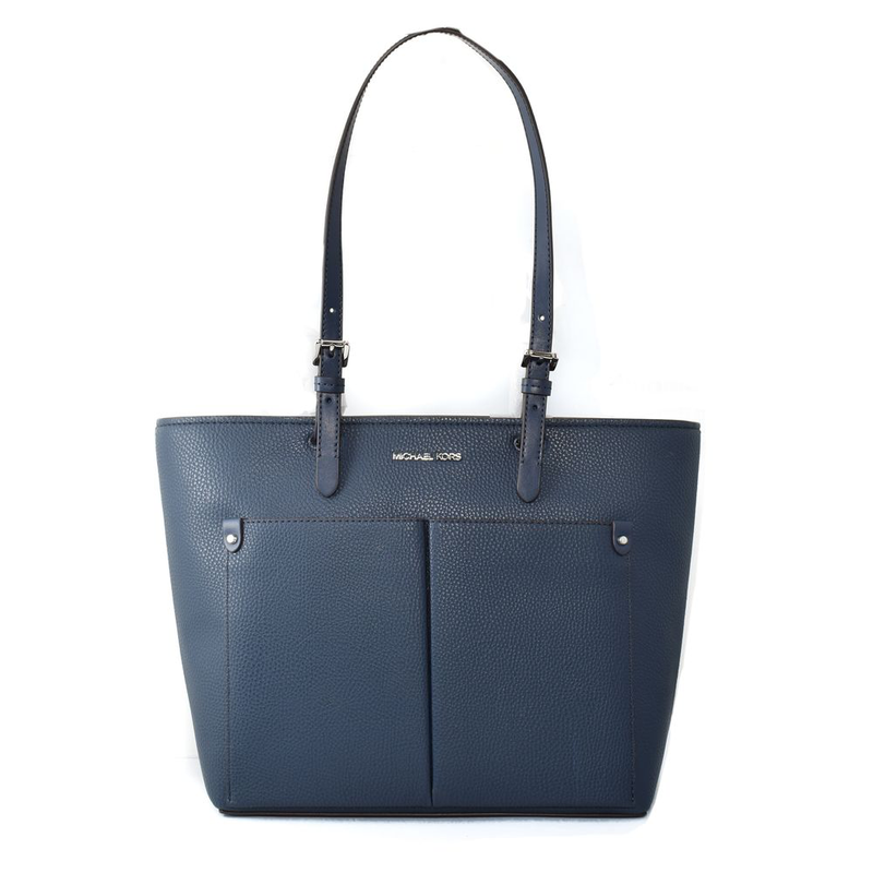 Blue artificial leather tote bag-null