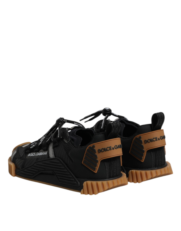 Black logo lace up low top ns1 sneakers shoes-null