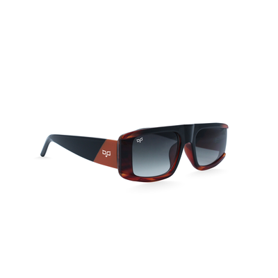 OJO sunglasses square gradient black/orange frame and shiny black with orange detail temples and gre, , medium
