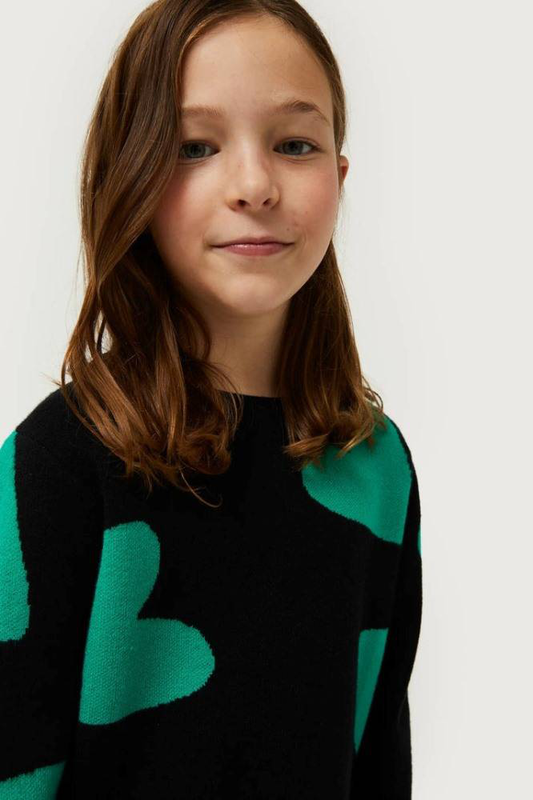 Compania fantastica girls knit sweater with heart print-null