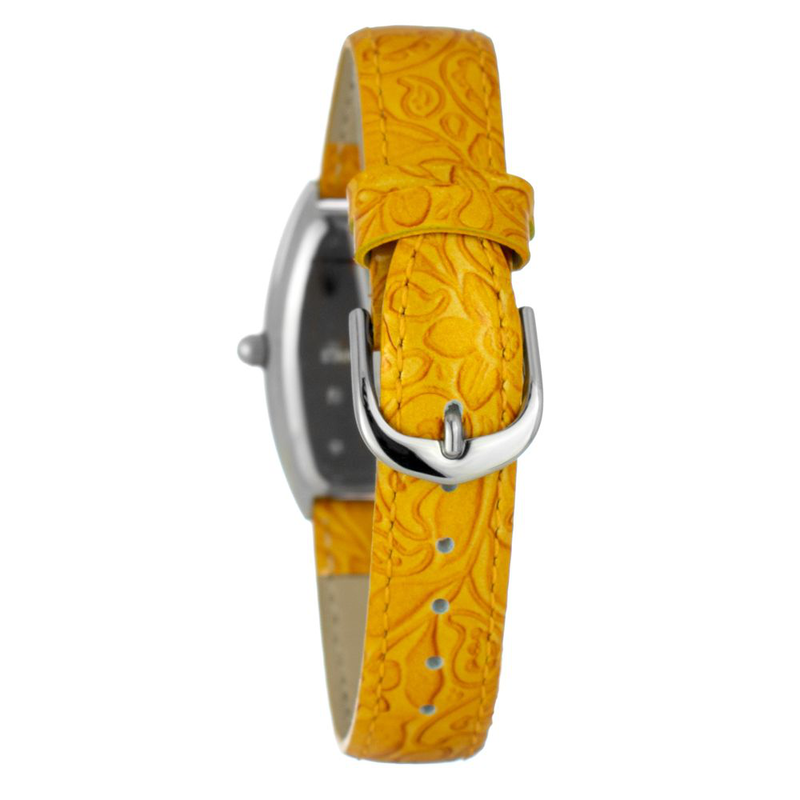 Orange leather dress watch-null