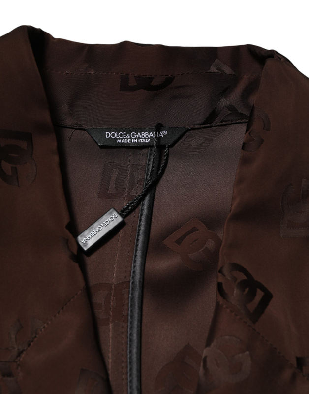 Brown polyester logo monogram coat jacket-null