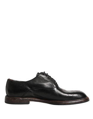 Black calfskin leather oxford dress shoes, Black, medium