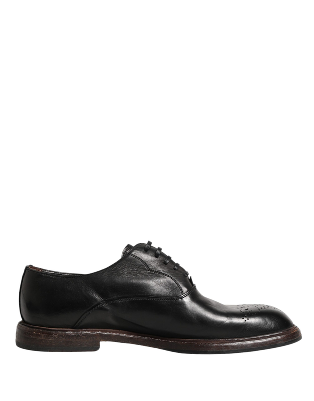 Black calfskin leather oxford dress shoes-null