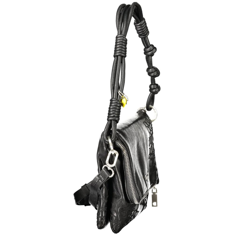 Black polyurethane women handbag-null