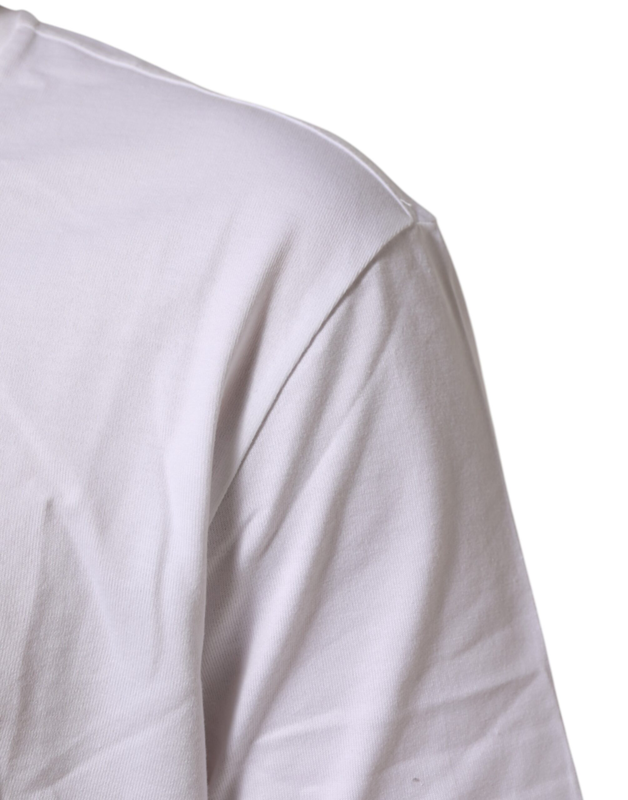 White cotton crew neck short sleeves t-shirt-null