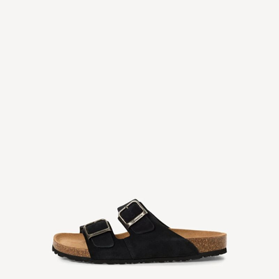 Tamaris men leather slippers, Black, medium