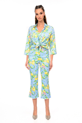 Lemon print crop pants