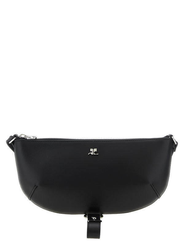 Black calfskin shoulder bag-null