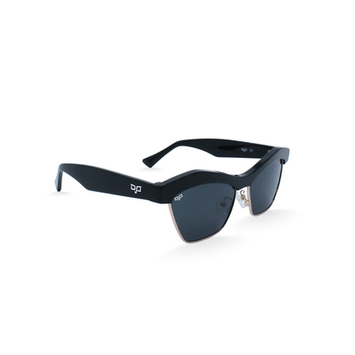 OJO platinum sunglasses handmade shine balck frame and temples and grey black polarised lenses rx
