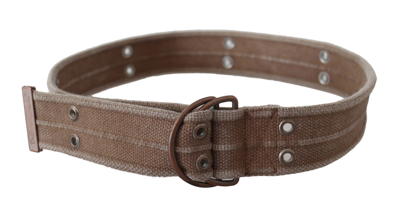 Beige leather logo belt sling cintura buckle belt-null