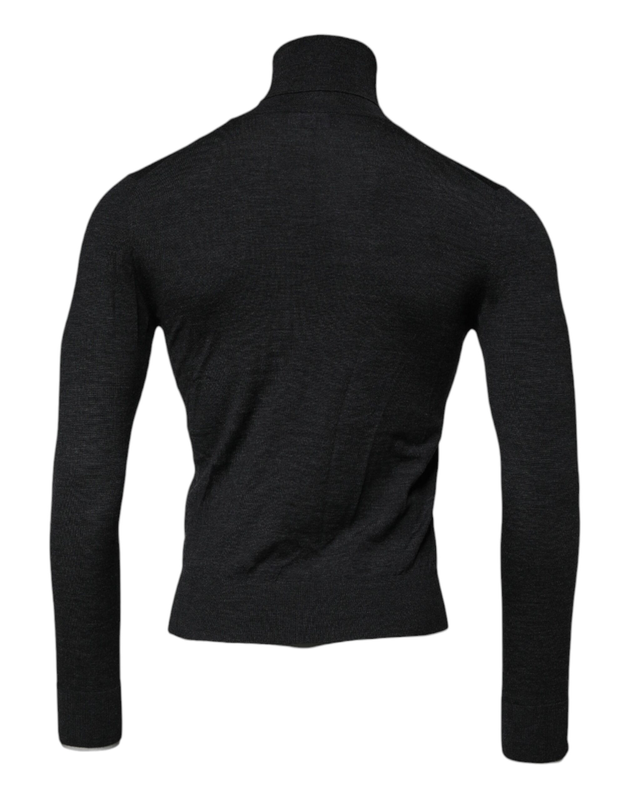 Black wool turtle neck men pullover sweater-null