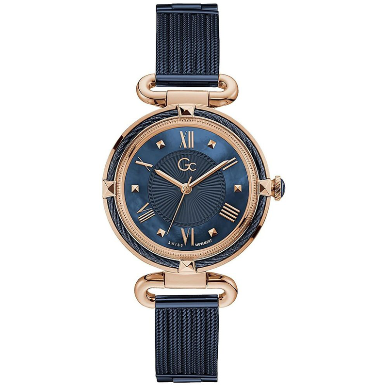 Blue stainless steel dress watch-null