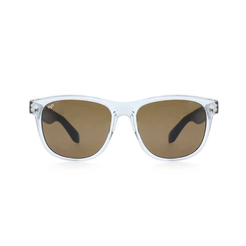OJO sunglasses everyday clear frame and shell brown temples with brown lenses rx image number null