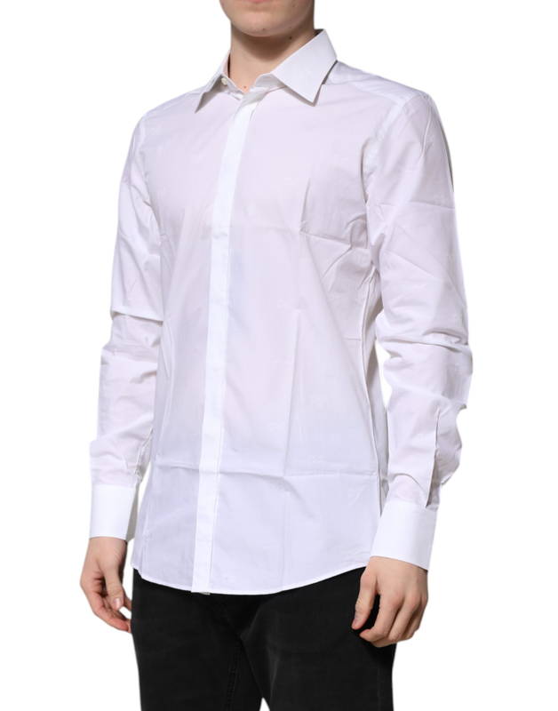 White cotton gold long sleeves formal shirt-null