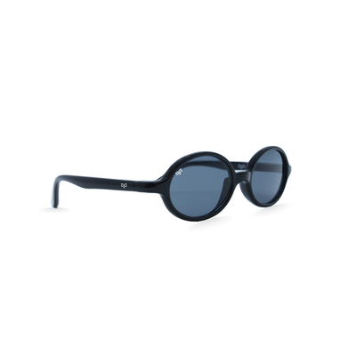 OJO junior round shinny black frame and temples with grey lenses rx