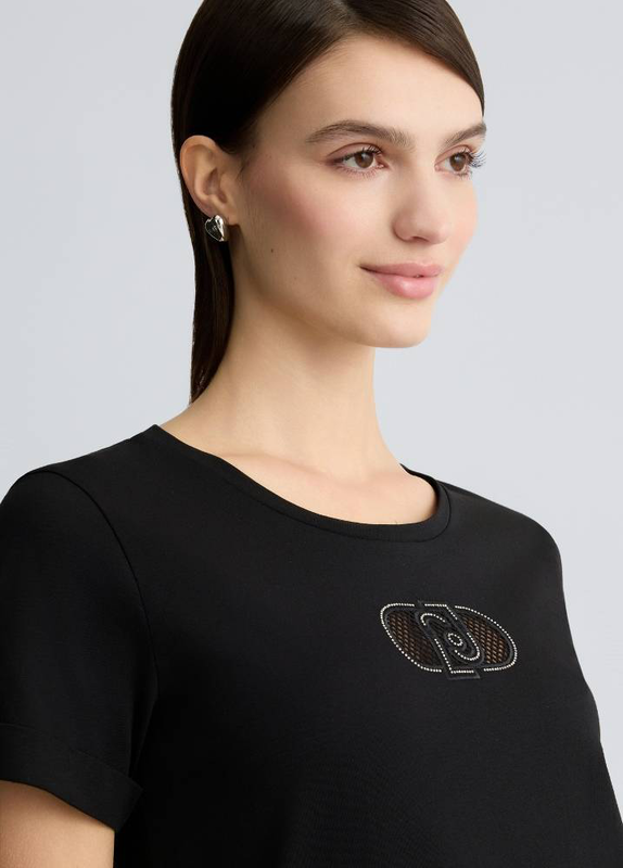 Product image: Cotton t-shirt with logo and rhinestones-null