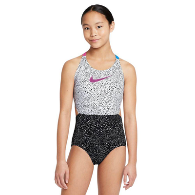 Girls water dots crossback one piece swimsuit