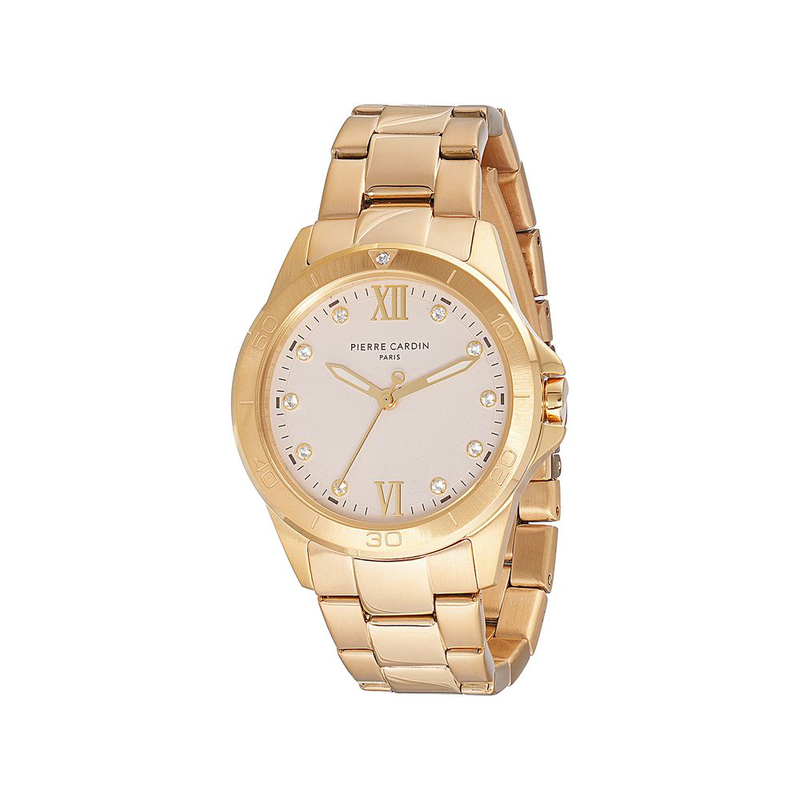 Gold stainless steel dress watch-null