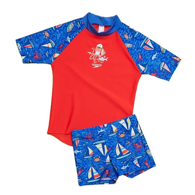 Speedo infant boys digital short sleeve rash top set (800384, Blue/red, medium
