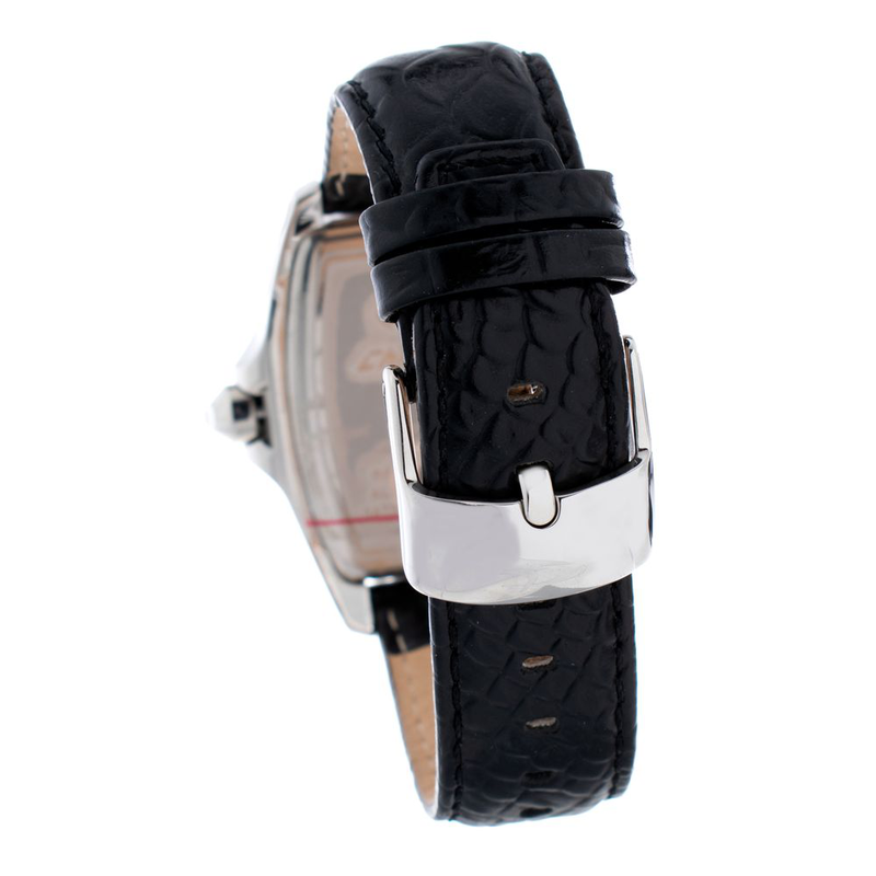 Black leather dress watch-null