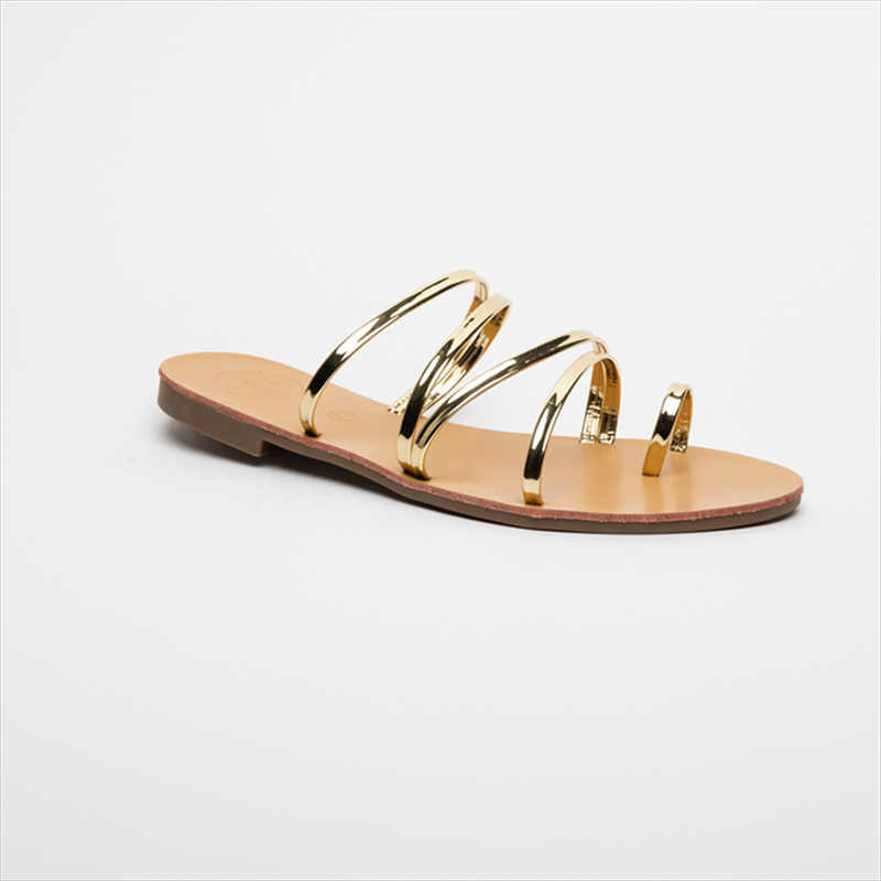Athenais flat sandals with metallic straps-null