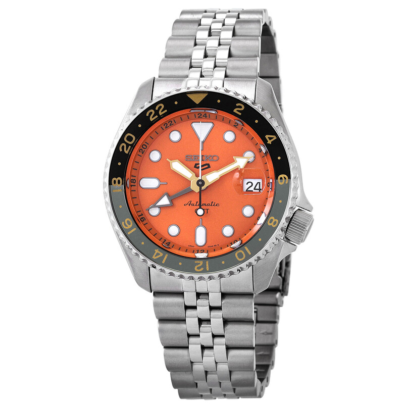 Seiko 5 sports gmt automatic orange dial men's watch ssk005k1-null