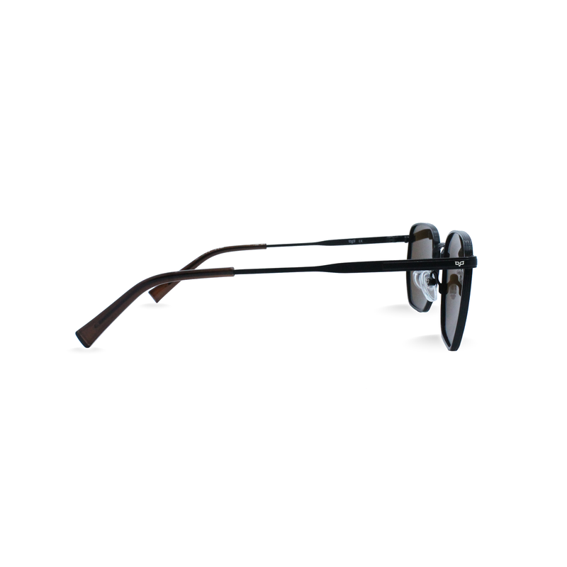 Product image: OJO sunglasses square black frame and temples with polarised brown lenses rx-null