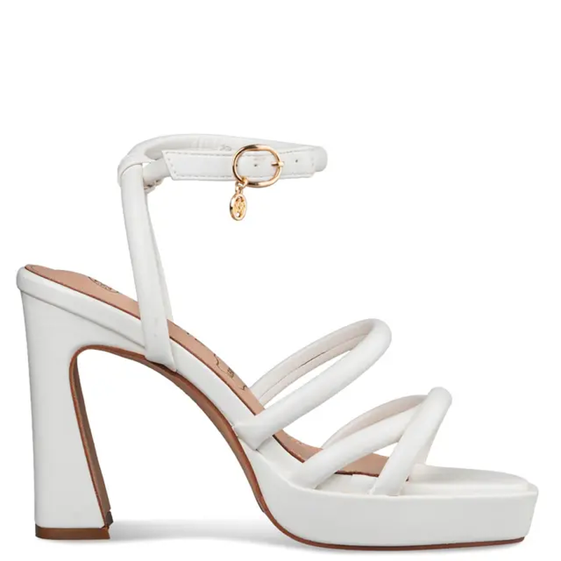 Block heel sandals by envie shoes - white-null