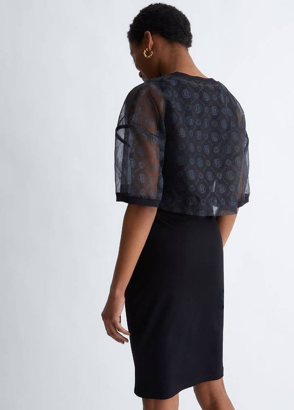 Liu Jo dress with monogram print sheer organza-null