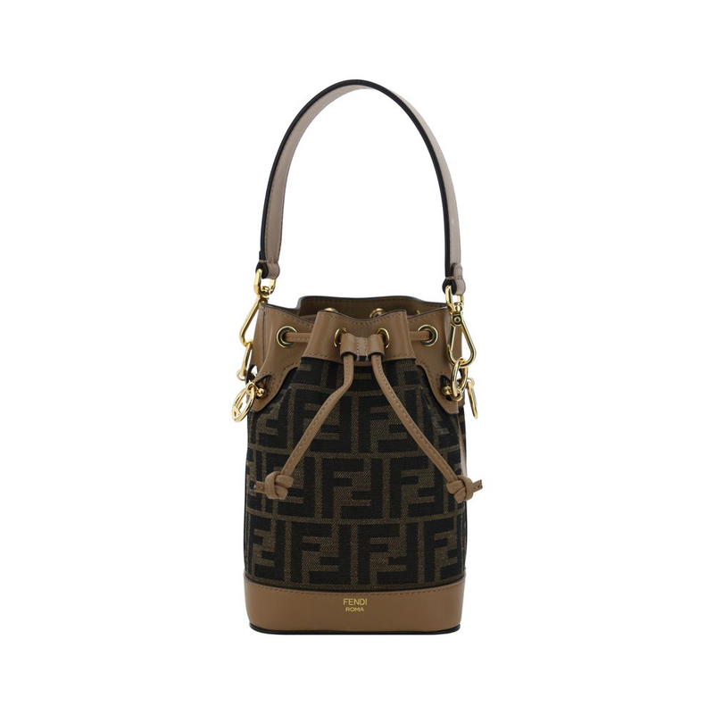 Brown polyester backet bag-null