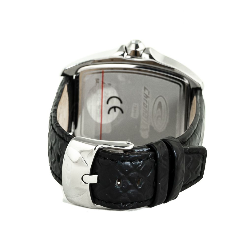 Black leather dress watch-null