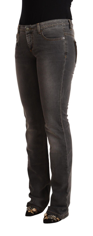 Gray washed low waist straight denim jeans-null