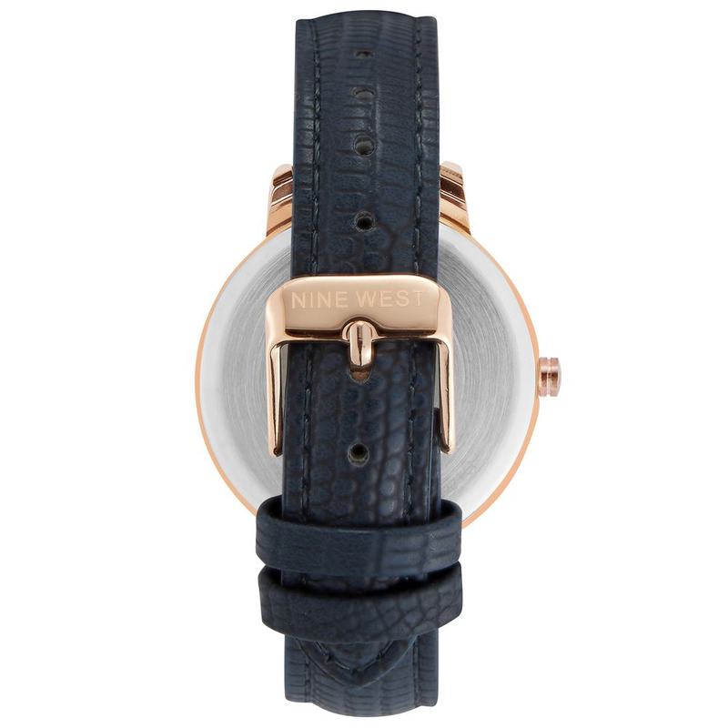 Blue leather dress watch-null
