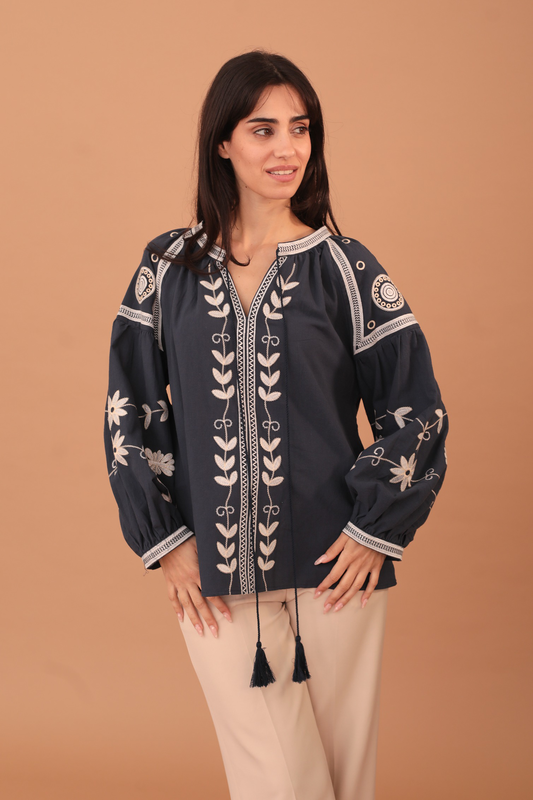Ashanti embroidered blouse - blue-null
