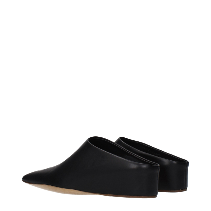 Black leather slippers-null