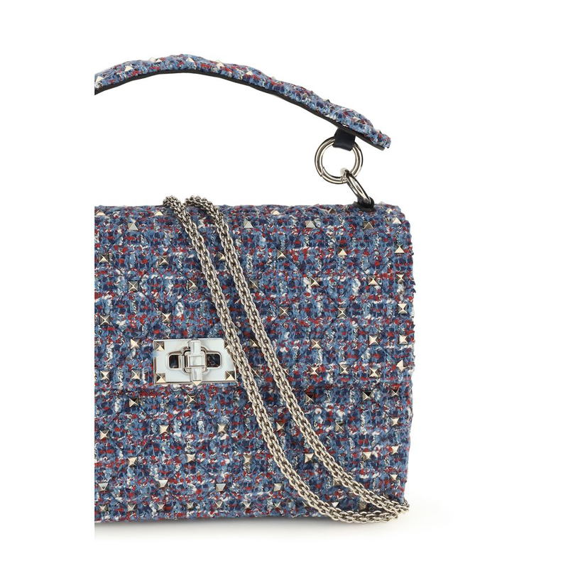 Blue fabric shoulder bag-null
