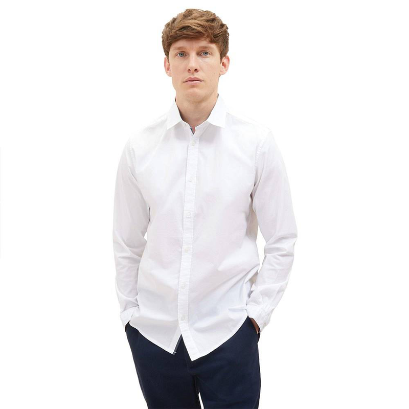 Stretch poplin shirt πουκαμισο ανδρικο white-null