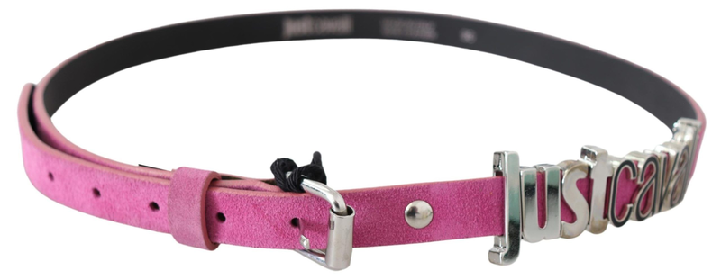 Pink silver chrome metal buckle waist belt-null