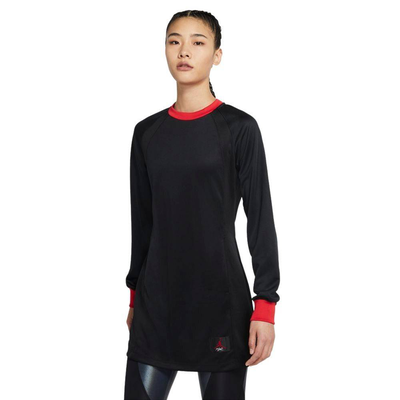 Nike jordan womens long-sleeves dress, Black / Red, medium